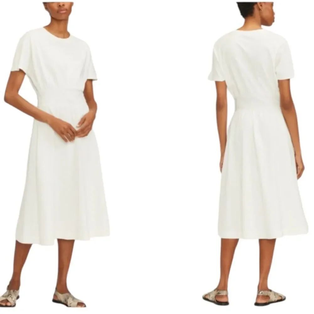 NWT Everlane Organic Cotton Waisted Dress in Canvas White Size XS